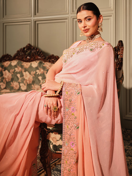 Saree - Georgette Blouse - Silk