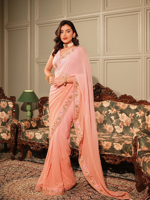 Saree - Georgette Blouse - Silk