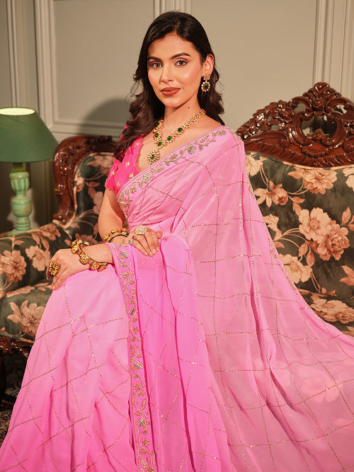 Saree - Georgette Blouse - Silk