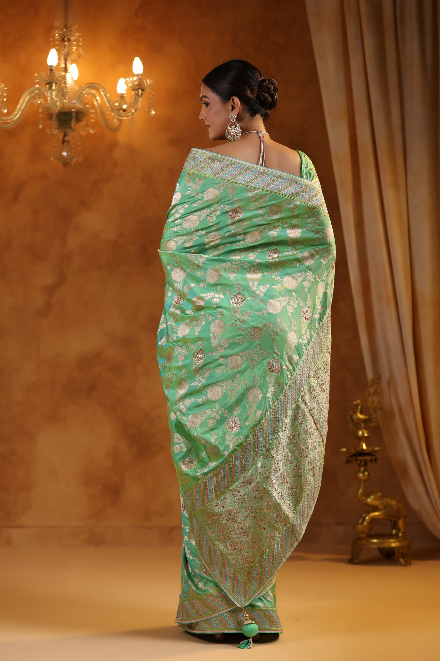 Banarsi Green Silk Saree Set