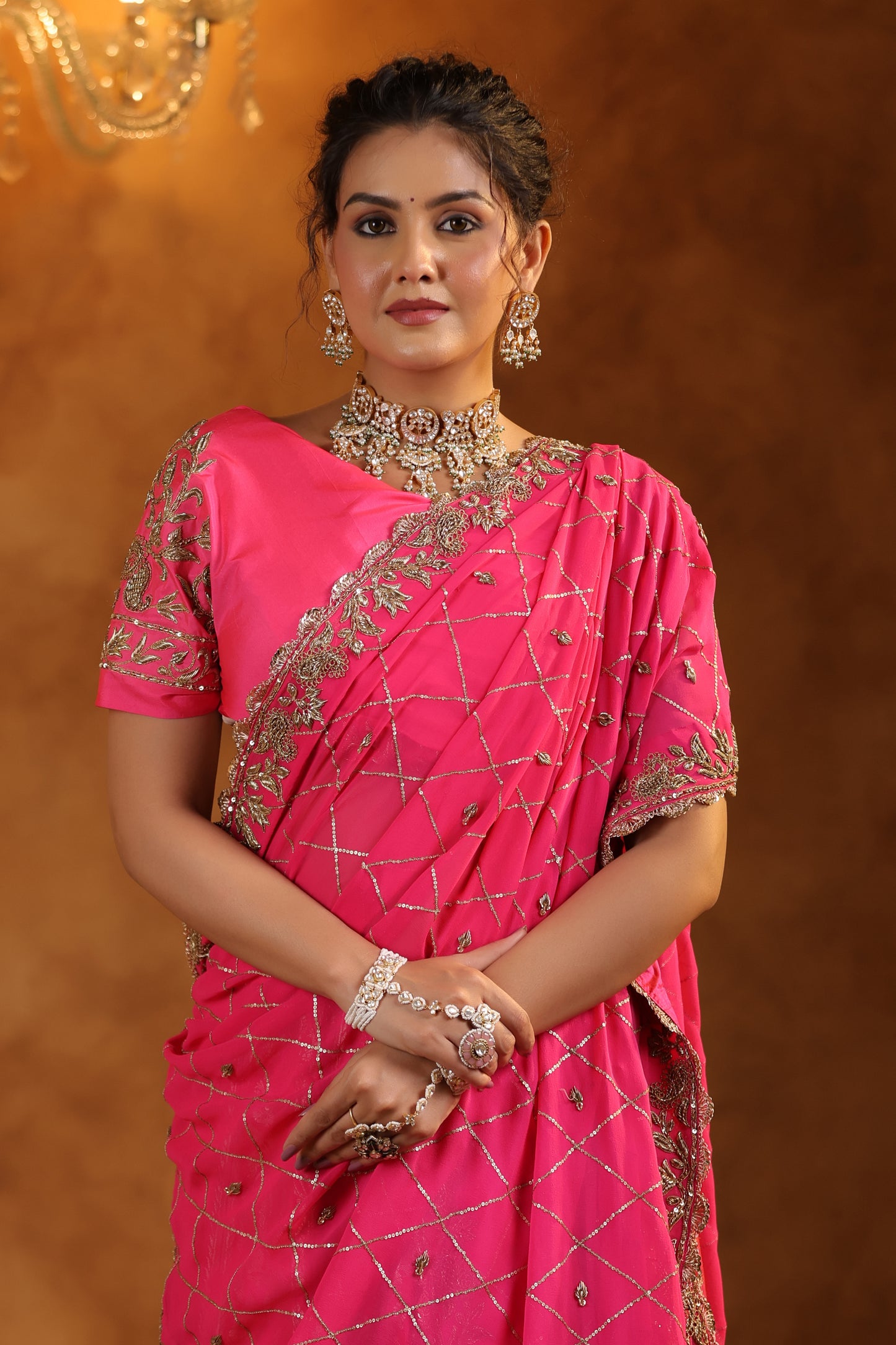 Pink Banarasi Lehenga with Intricated Zardozi Georgette Dupatta