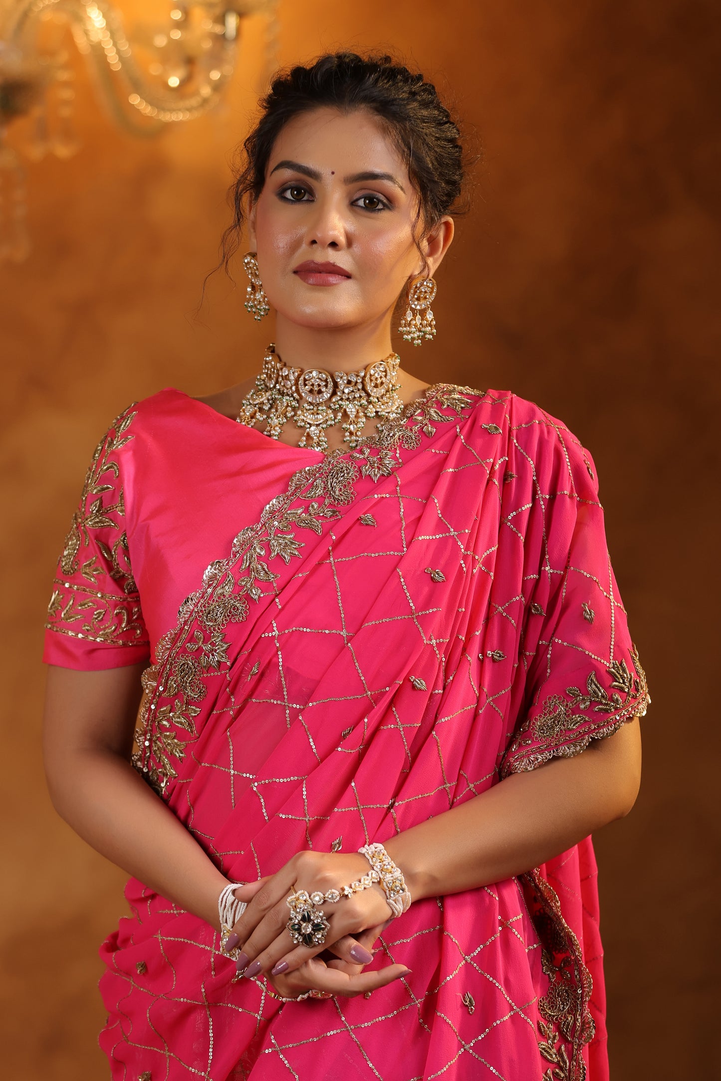 Pink Banarasi Lehenga with Intricated Zardozi Georgette Dupatta