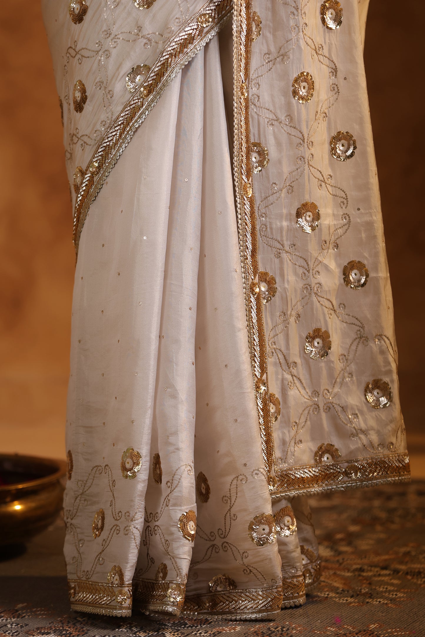 Golden Whisper Katan Silk Tissue Saree