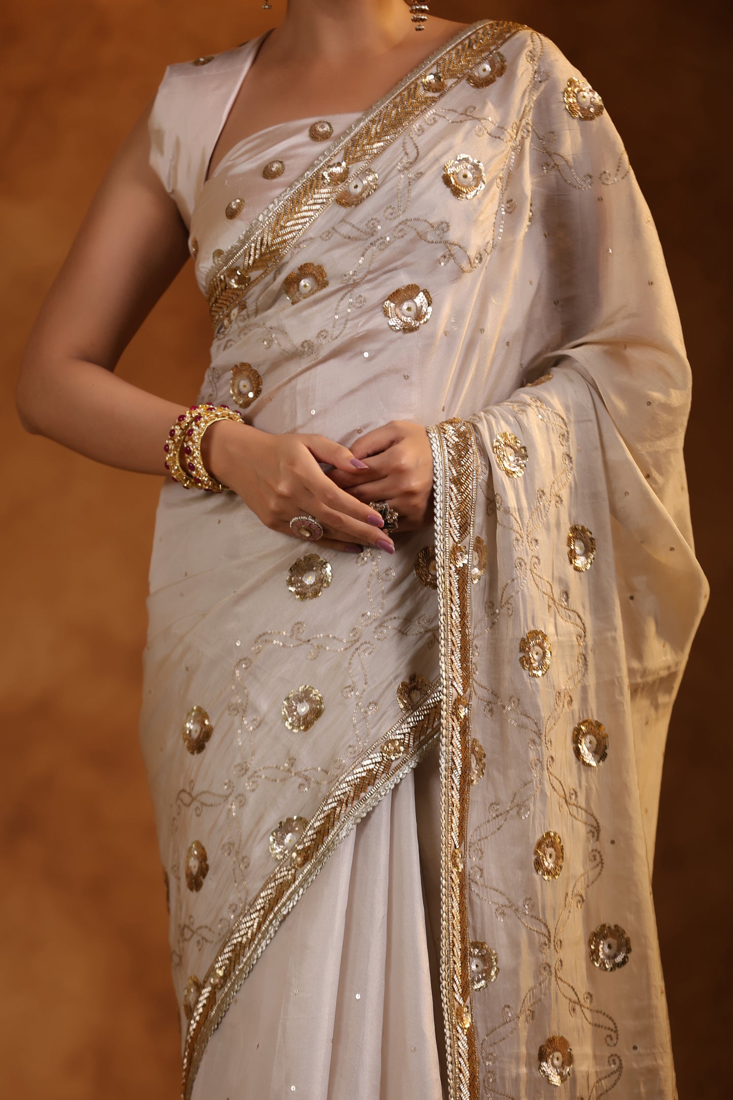 Golden Whisper Katan Silk Tissue Saree