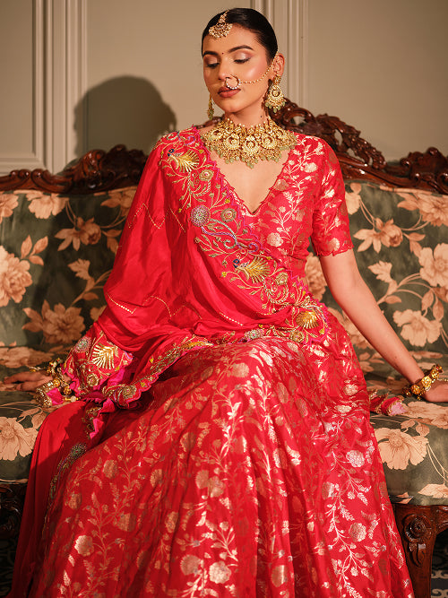 Lengha - Banarasi Blouse - Banarasi