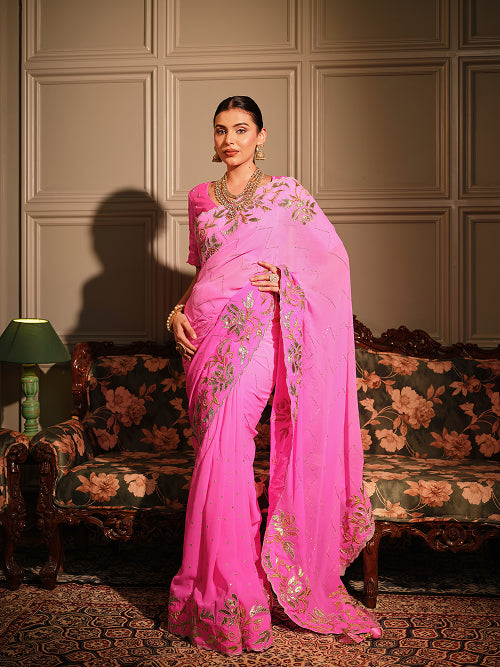 Saree - Georgette Blouse - Silk