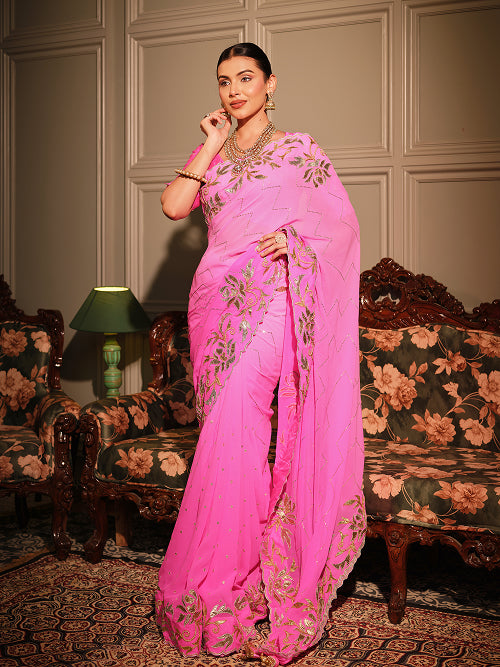 Saree - Georgette Blouse - Silk