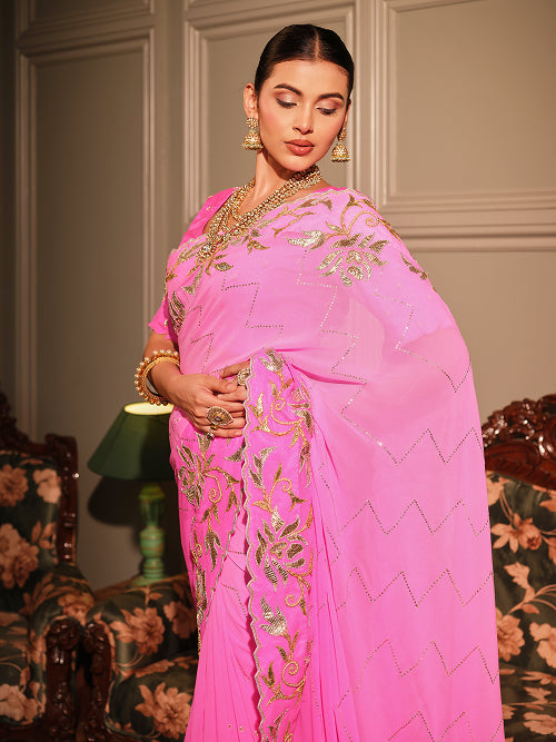 Saree - Georgette Blouse - Silk