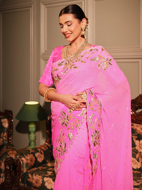 Saree - Georgette Blouse - Silk