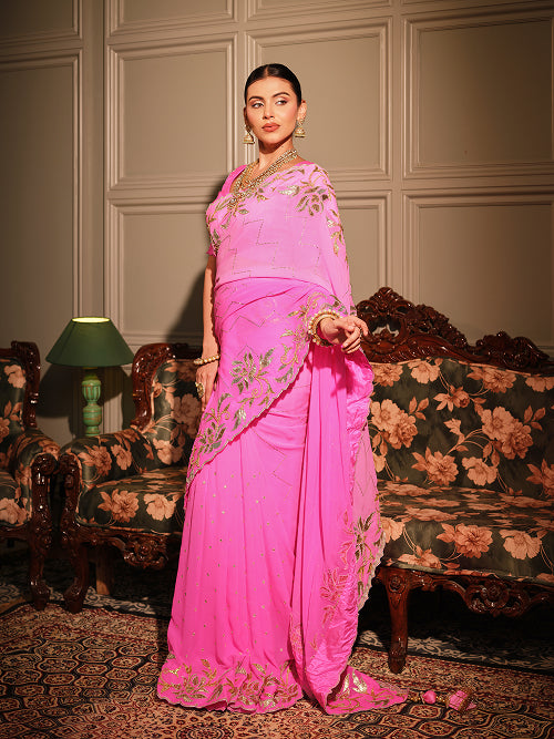Saree - Georgette Blouse - Silk