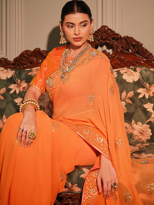 Saree - Georgette Blouse - Silk