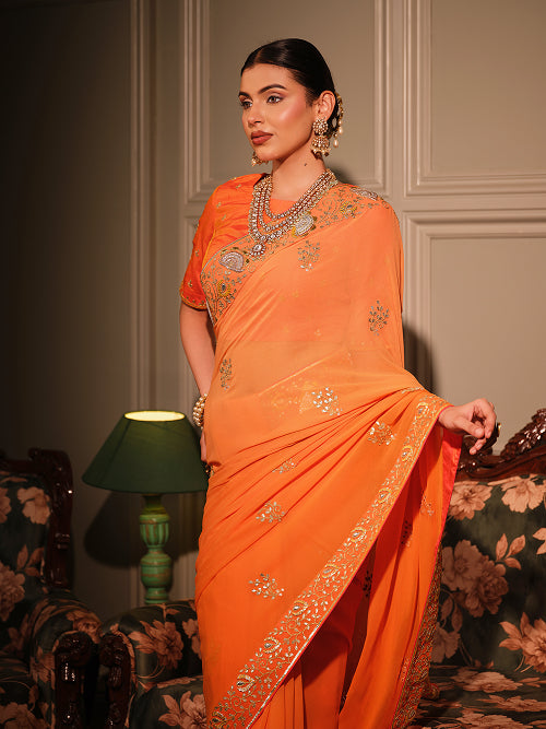 Saree - Georgette Blouse - Silk