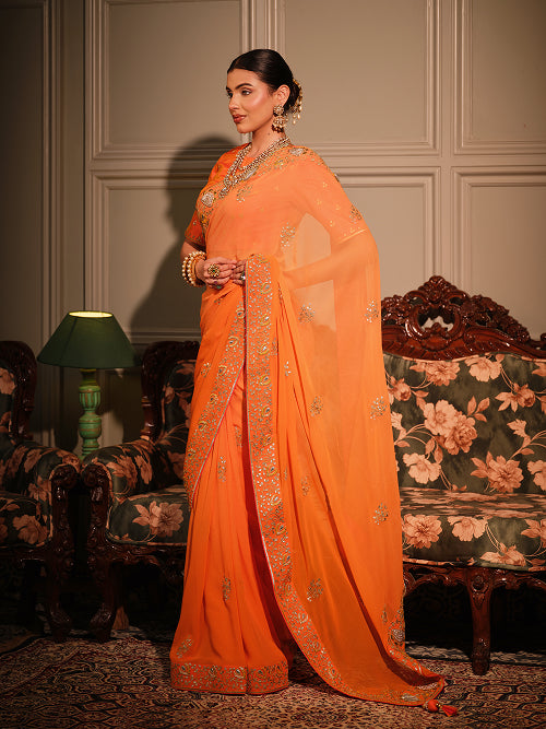 Saree - Georgette Blouse - Silk