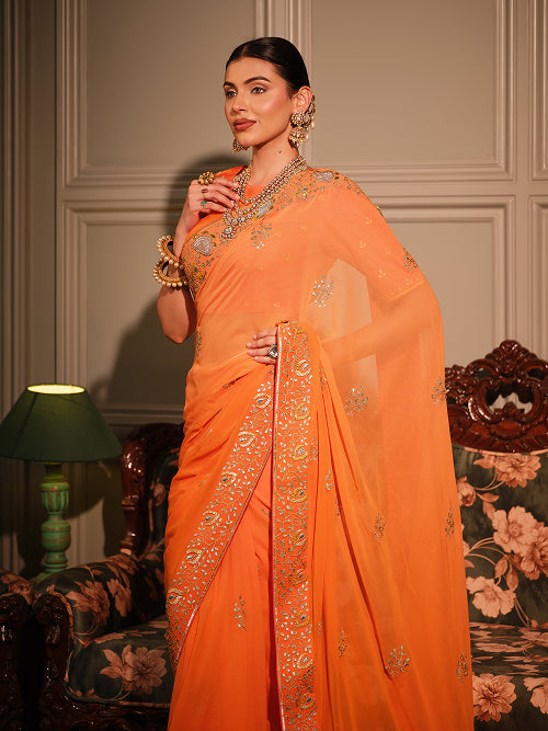 Saree - Georgette Blouse - Silk