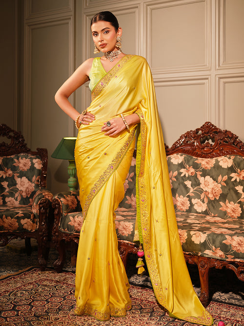 Saree - Satin Blouse - Silk