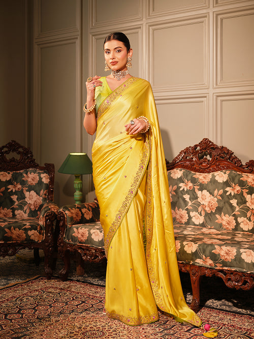 Saree - Satin Blouse - Silk