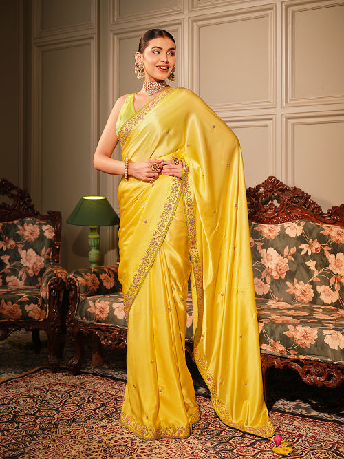 Saree - Satin Blouse - Silk