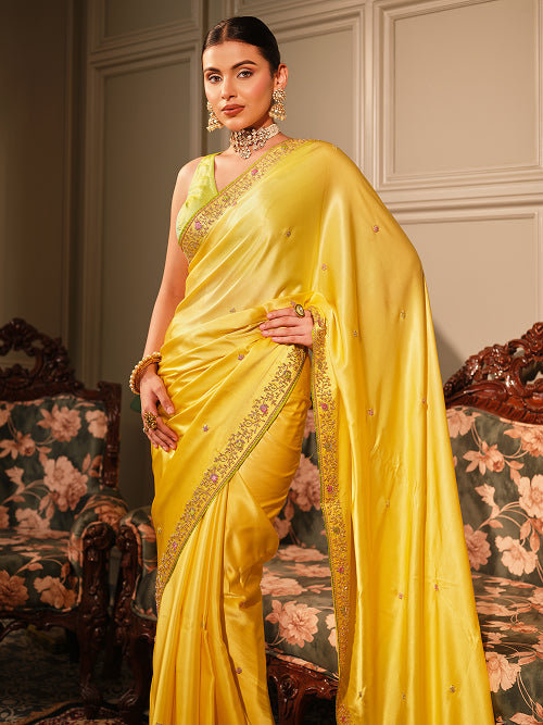 Saree - Satin Blouse - Silk