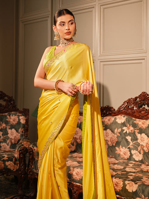 Saree - Satin Blouse - Silk