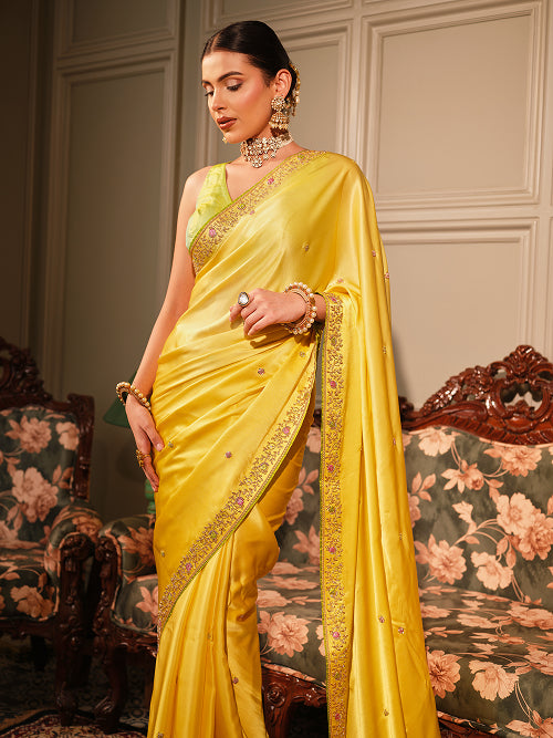 Saree - Satin Blouse - Silk