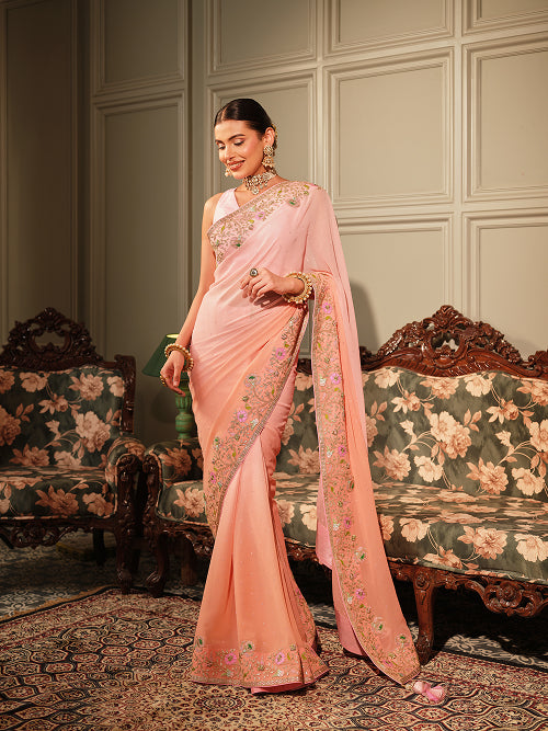 Saree - Georgette Blouse - Silk