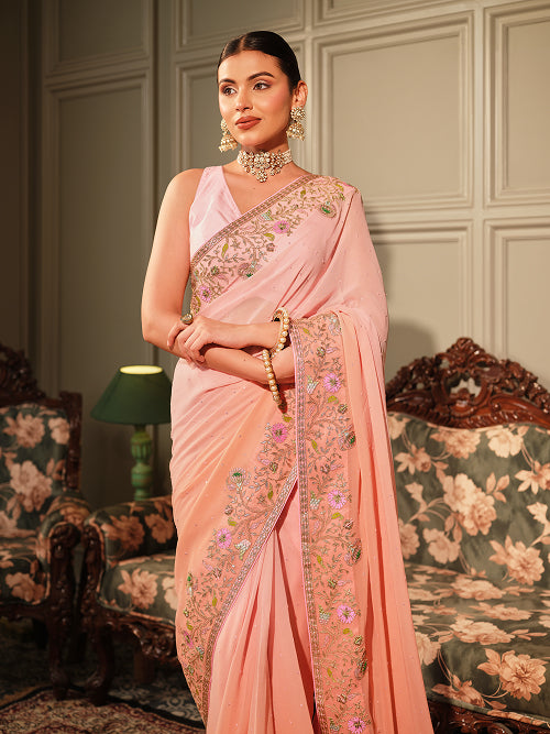 Saree - Georgette Blouse - Silk