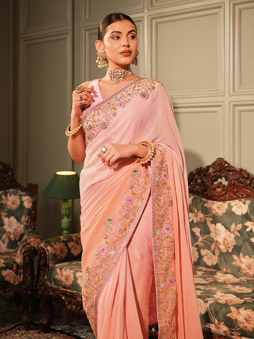 Saree - Georgette Blouse - Silk