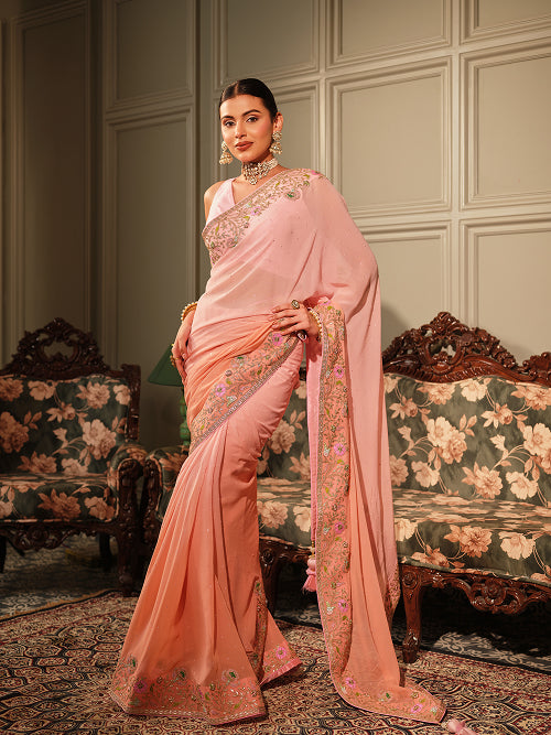 Saree - Georgette Blouse - Silk
