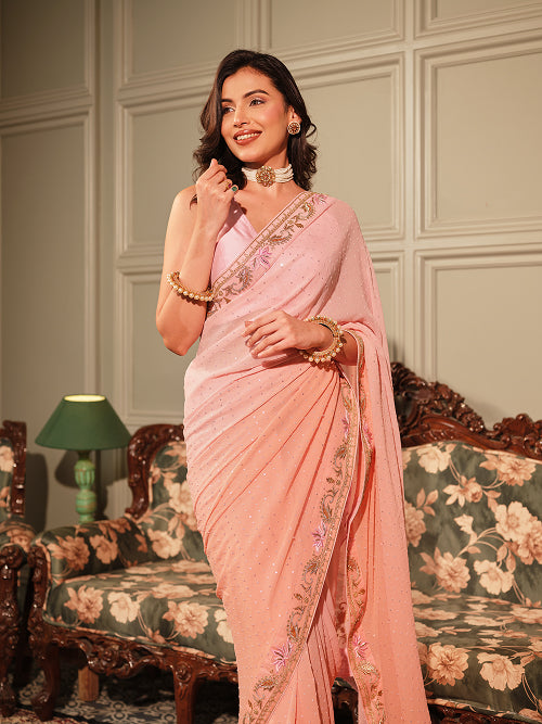 Saree - Georgette Blouse - Silk
