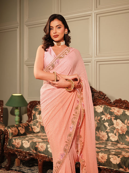 Saree - Georgette Blouse - Silk