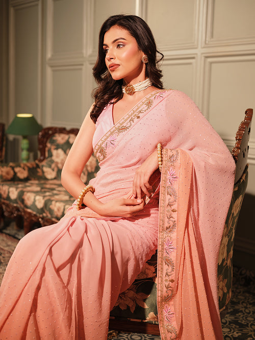 Saree - Georgette Blouse - Silk