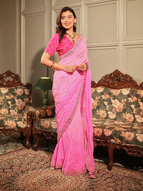 Saree - Georgette Blouse - Silk
