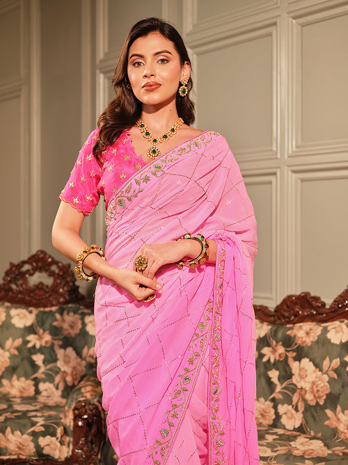 Saree - Georgette Blouse - Silk