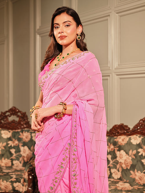 Saree - Georgette Blouse - Silk