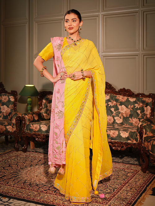 Saree - Georgette Blouse - Silk
