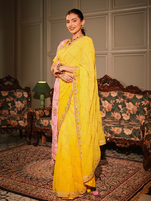 Saree - Georgette Blouse - Silk