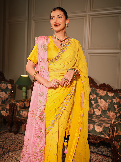 Saree - Georgette Blouse - Silk