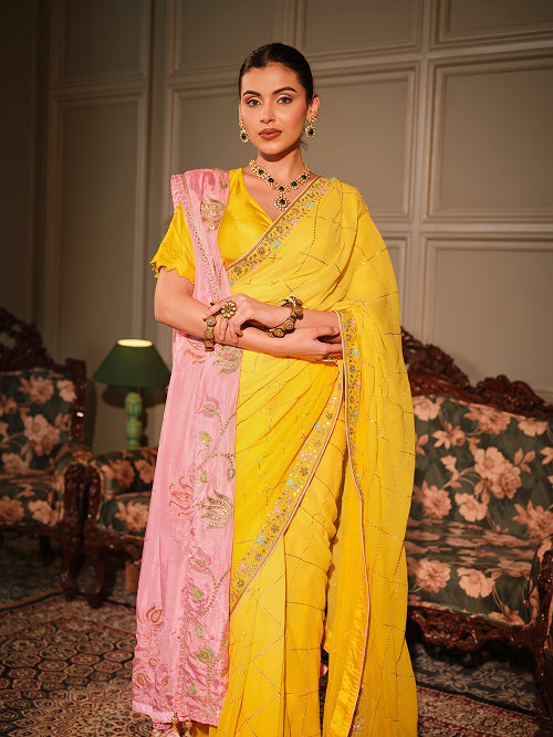 Saree - Georgette Blouse - Silk