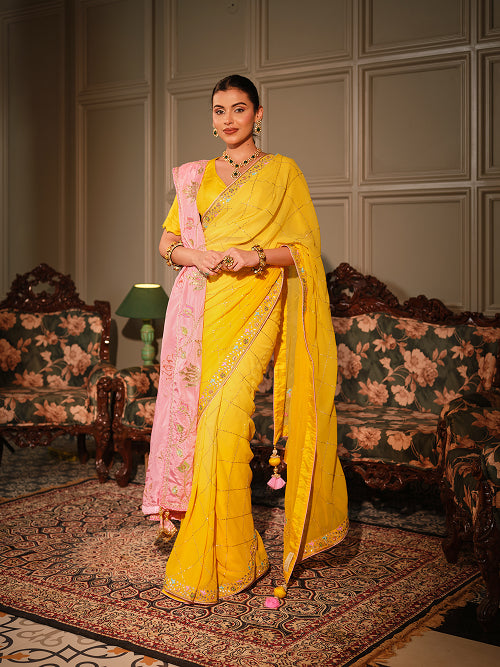 Saree - Georgette Blouse - Silk